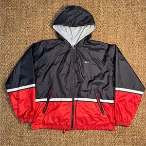 Reebok Red and Black Zip-Up Windbreaker Jacket